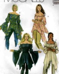 4256 PULLOVER EMPIRE HANKIE HEM TIED TOPS PATTERN 4-14,16-26